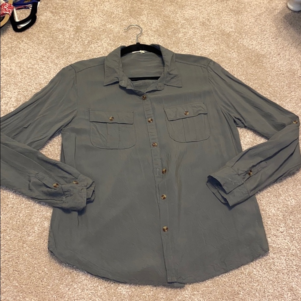 Army green button down